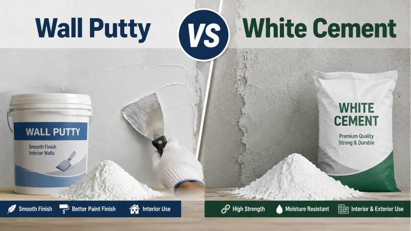 Wall Putty vs White Cement